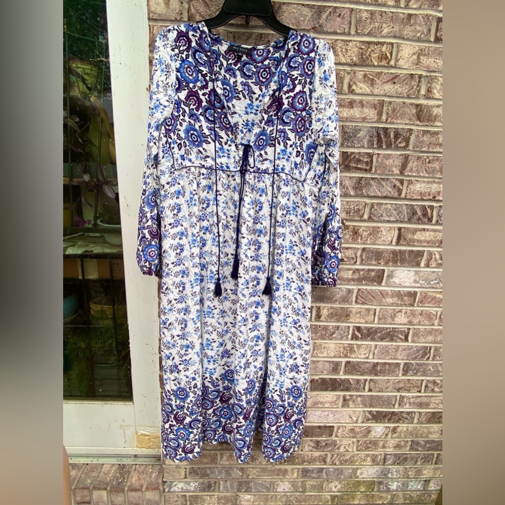 White/Purple/Blue Aly Daly Boho Maxi Dress